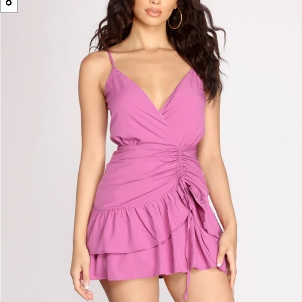 Blue blush ruffled mini dress size medium